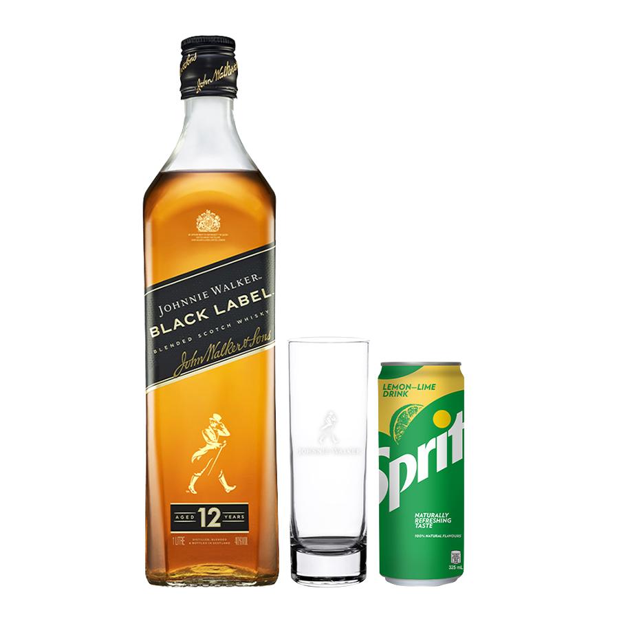 Johnnie Walker Black + Hb Glas + Sprite Can 700Ml